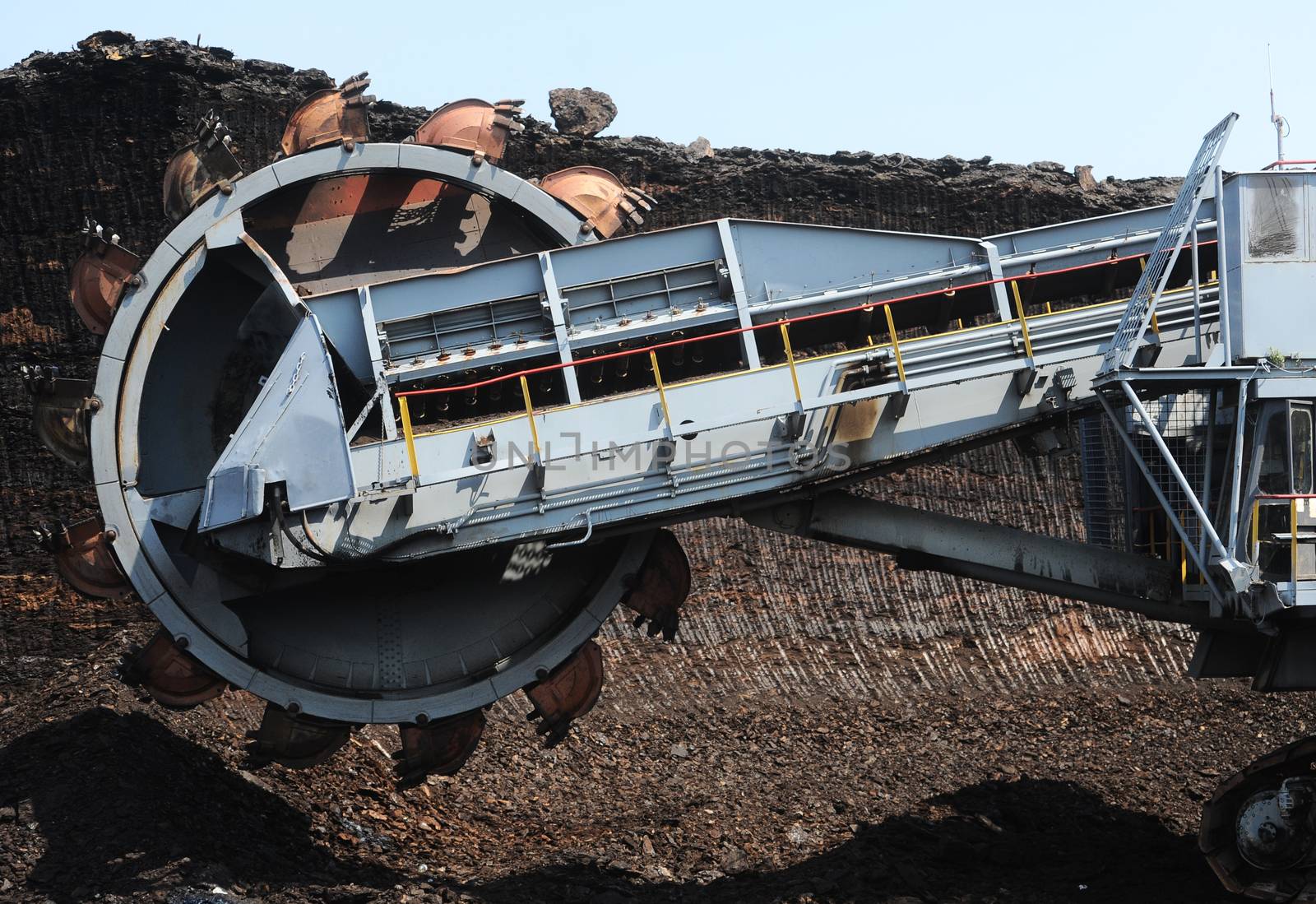 View on large surface coal mine on sunny day