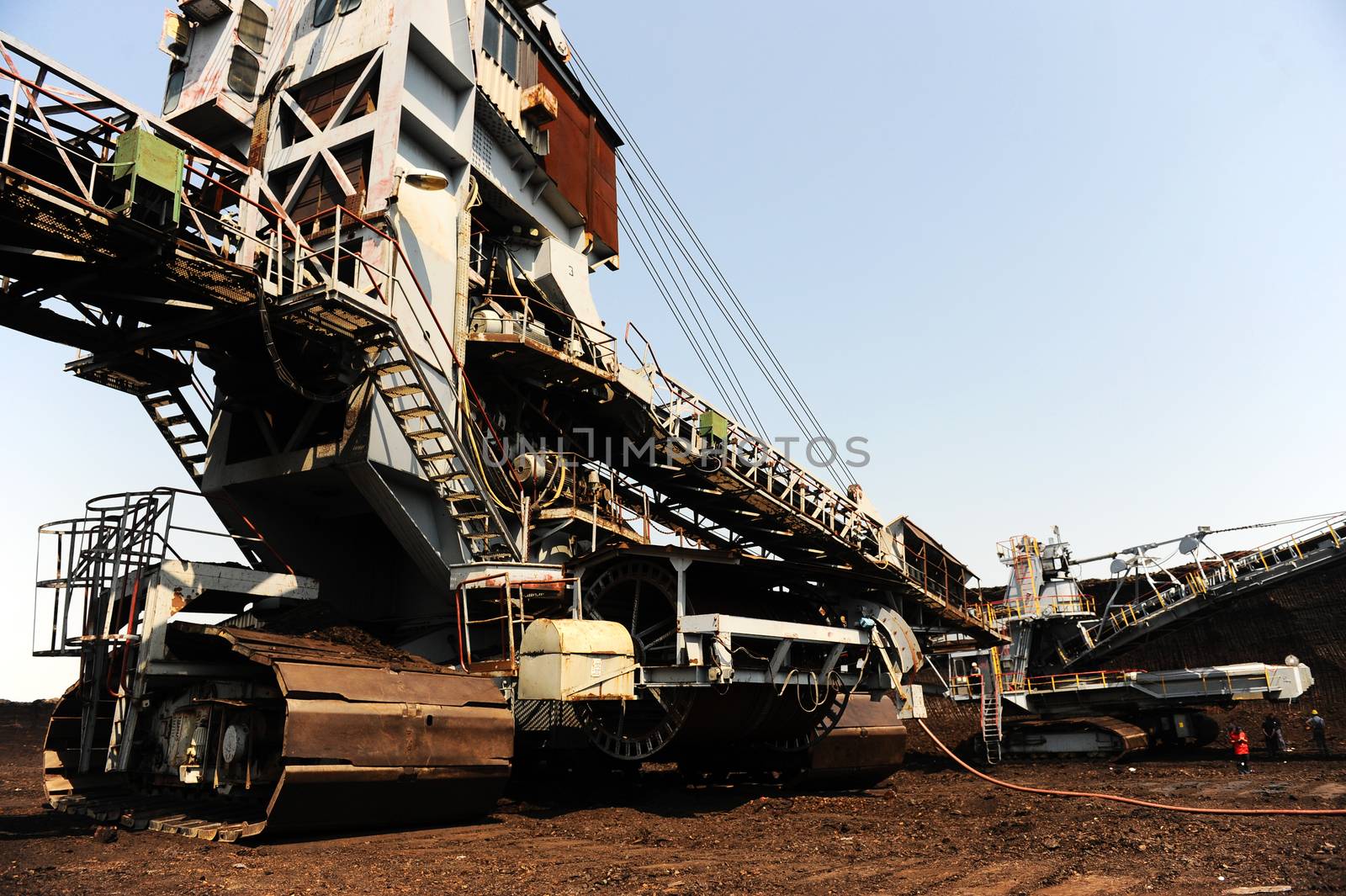 View on large surface coal mine on sunny day