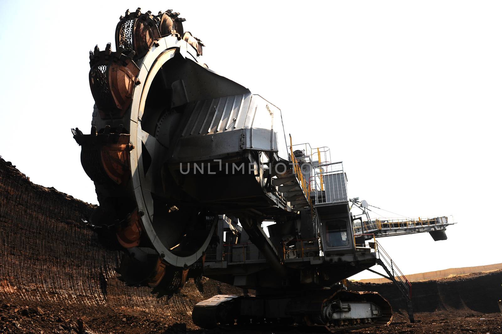 View on large surface coal mine on sunny day