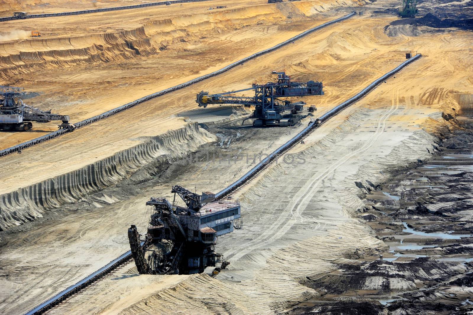 View on large surface coal mine on sunny day
