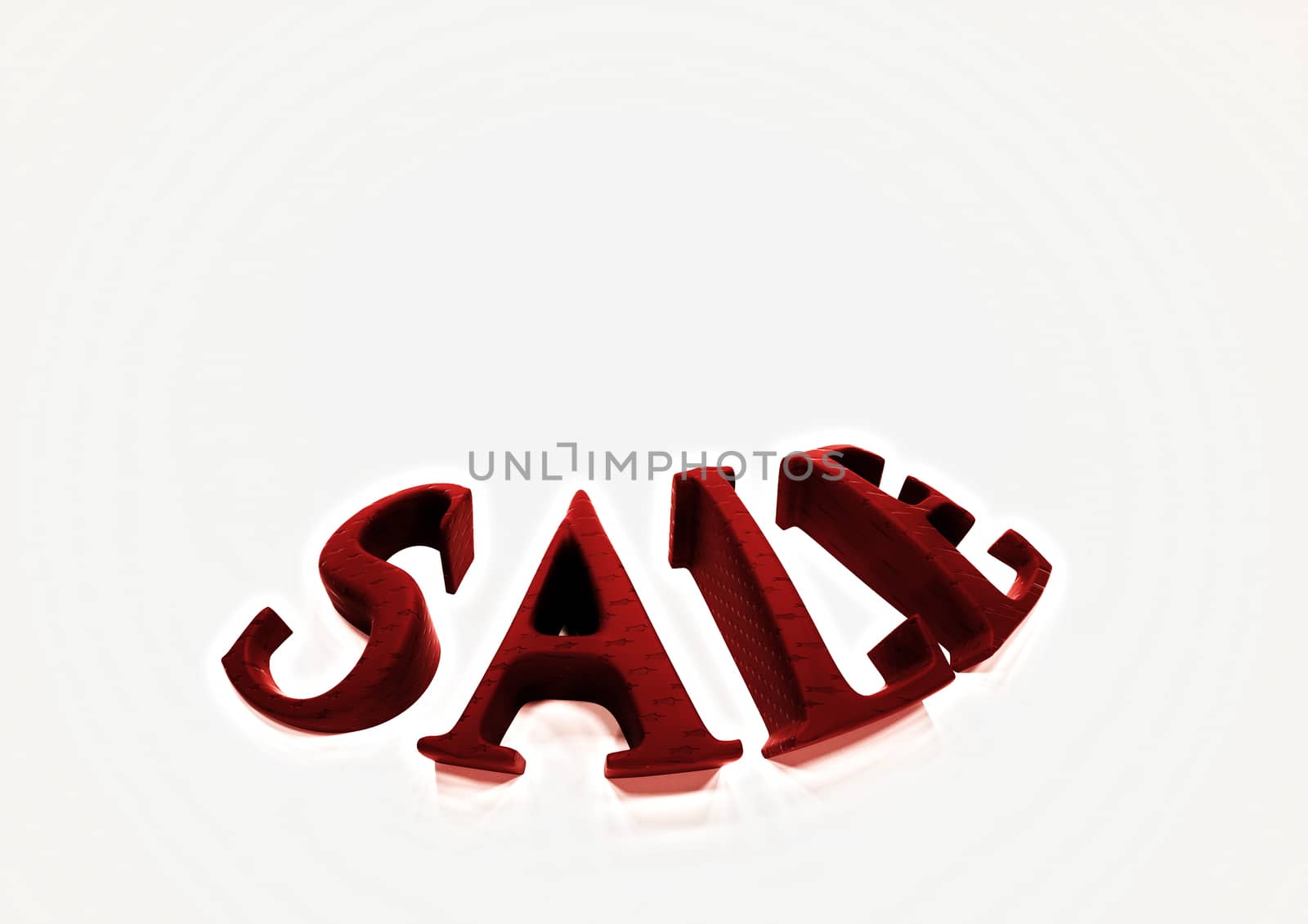Dimensional inscription of SALE isolated on background. 3D rendering.