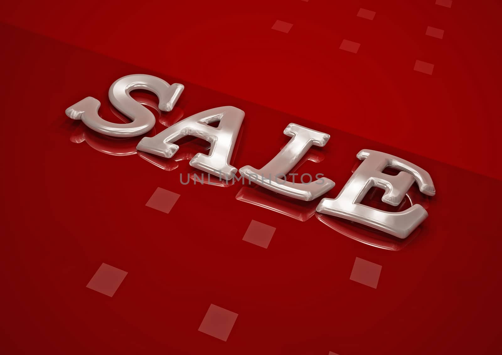 Dimensional inscription of SALE isolated on background. 3D rendering.