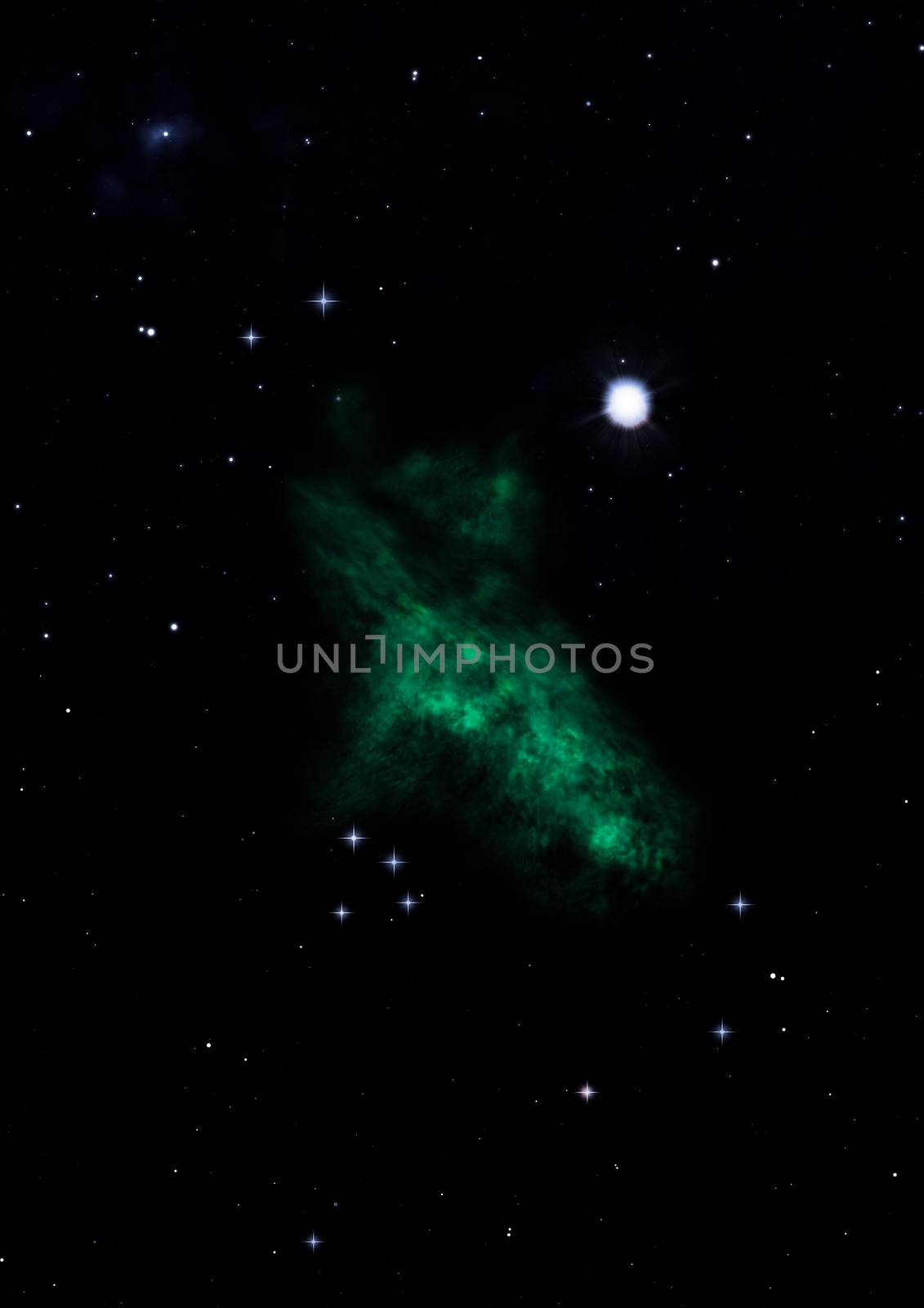 Star field in space and a nebulae. 3D rendering by richter1910