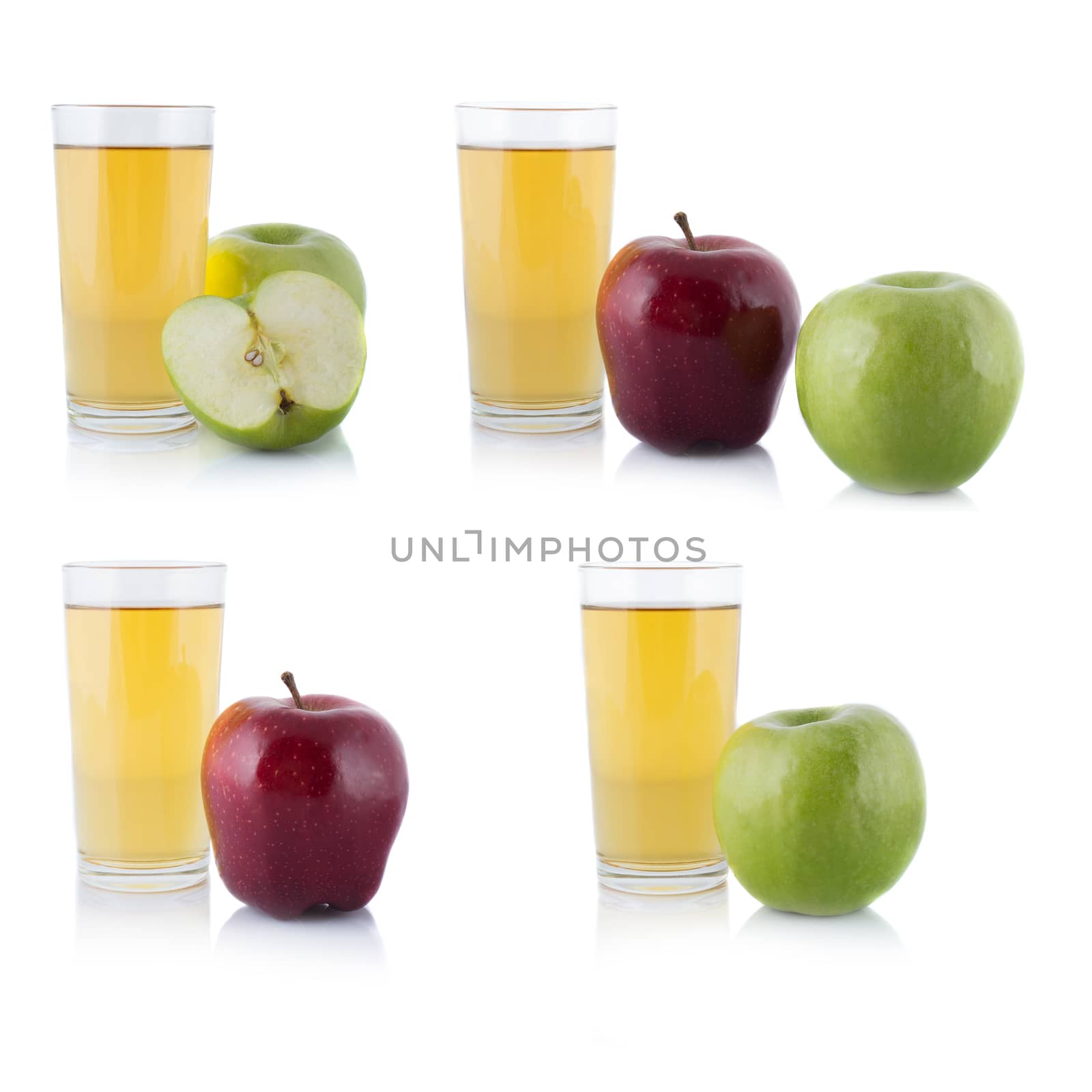 A glass of fresh apple juice next to the apple.