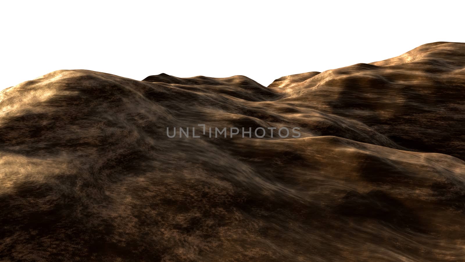 Isolated background of brown clay soil. 3d illustration