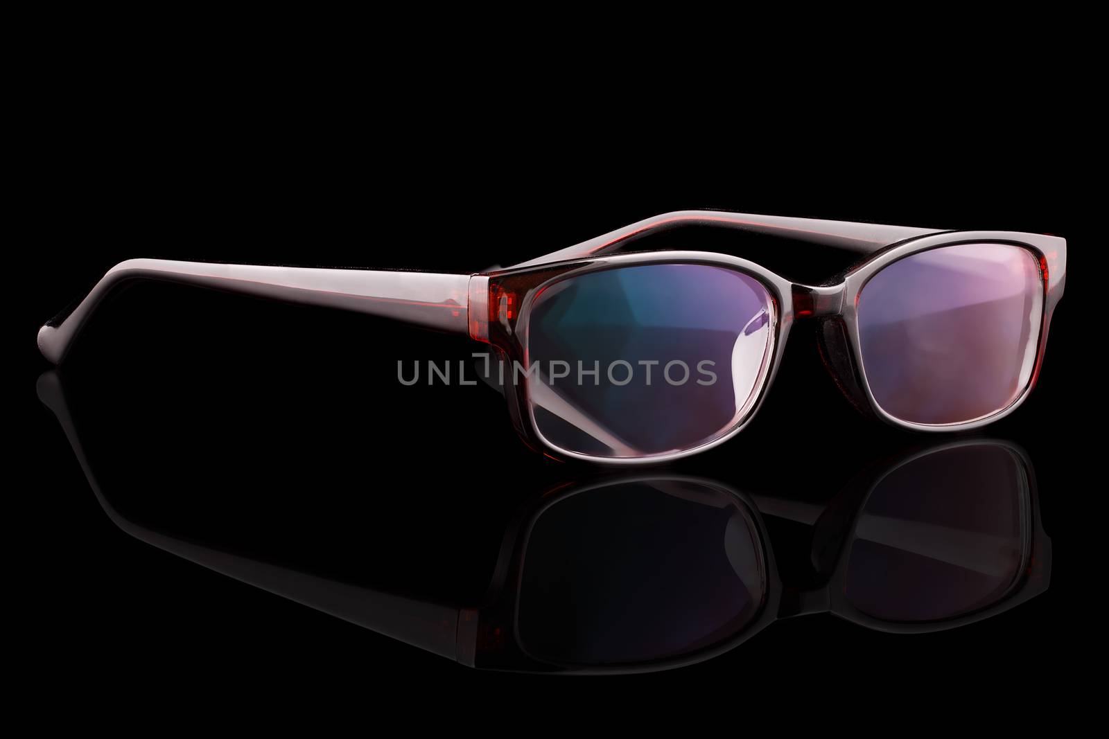 Beautiful glasses for sight on a black background.