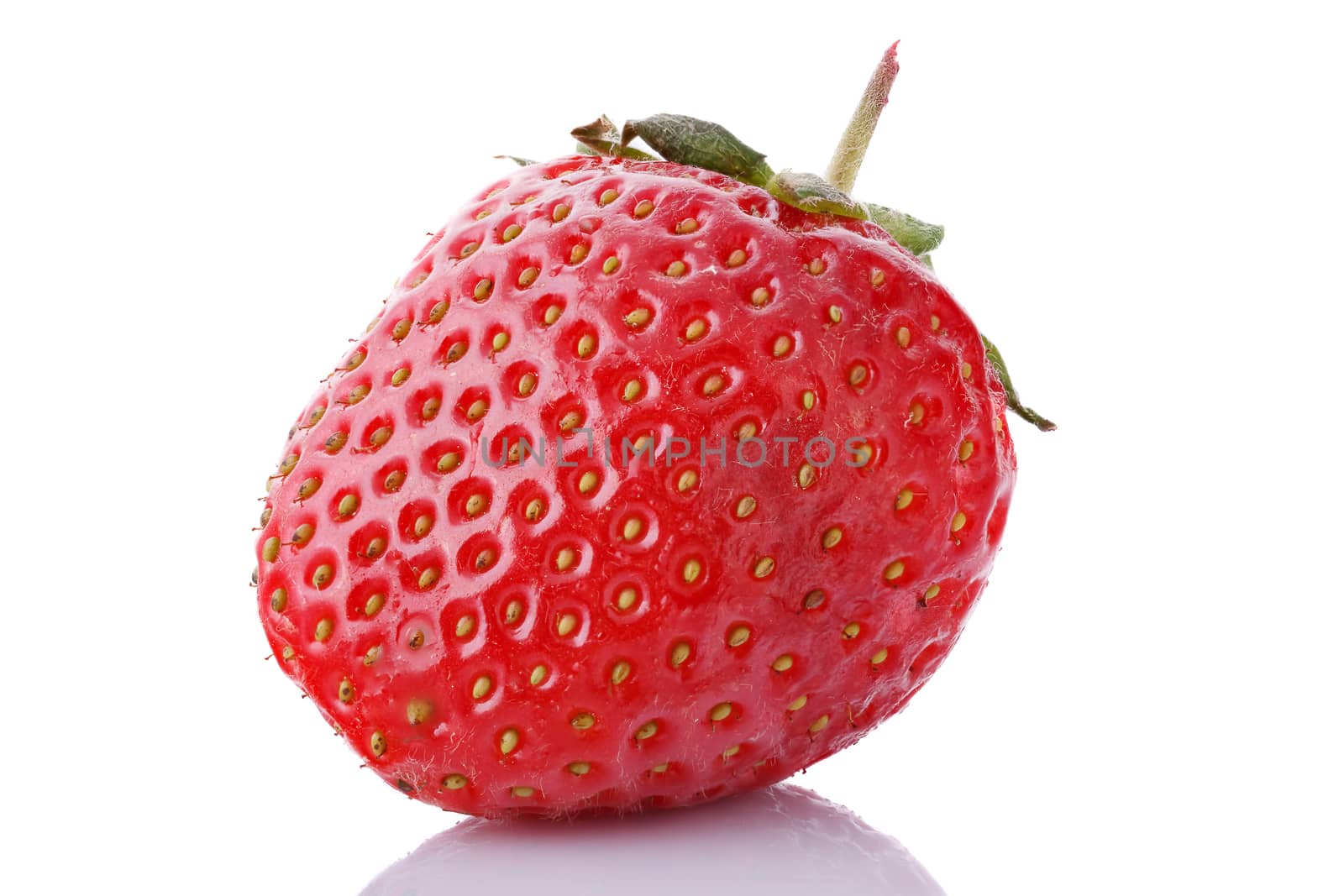 Ripe strawberries on a white background.