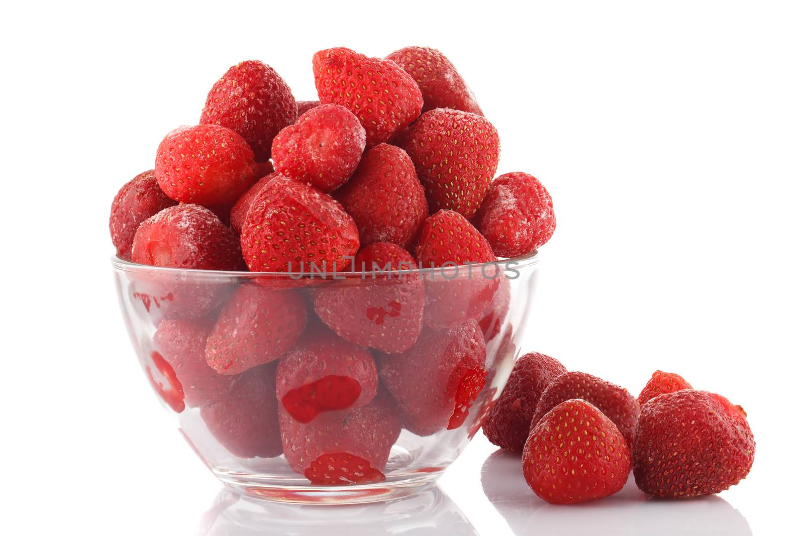 Natural fresh strawberries on a white background.