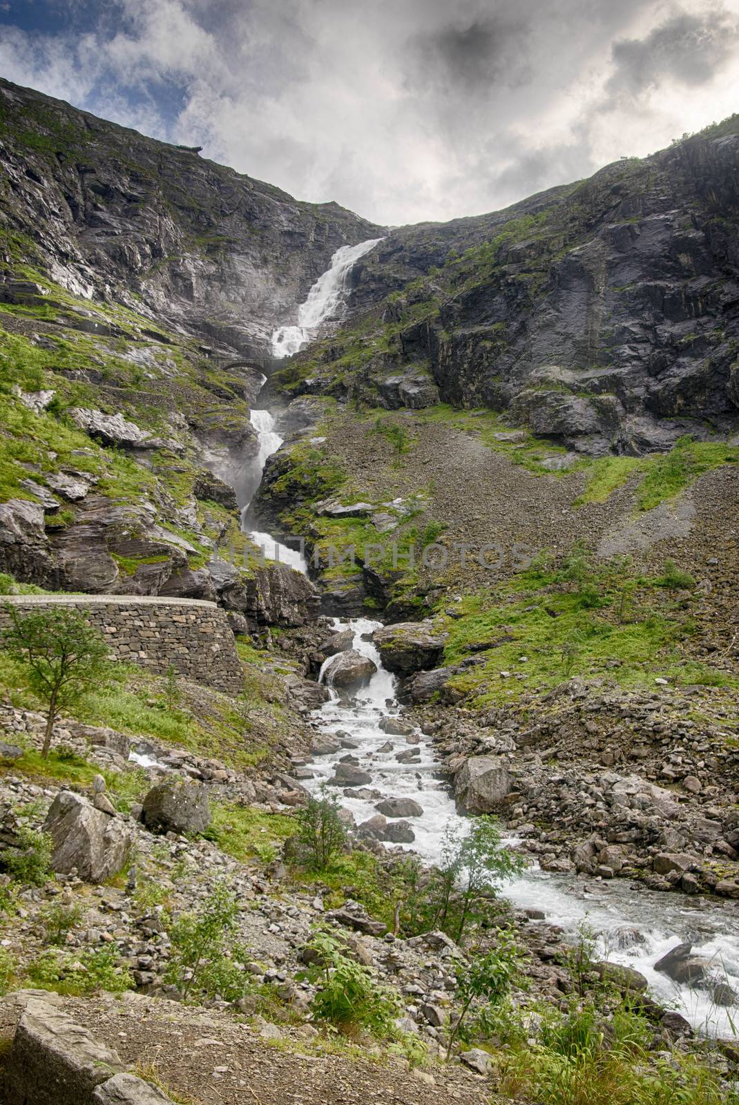 Waterfall in Norway summer travel by javax