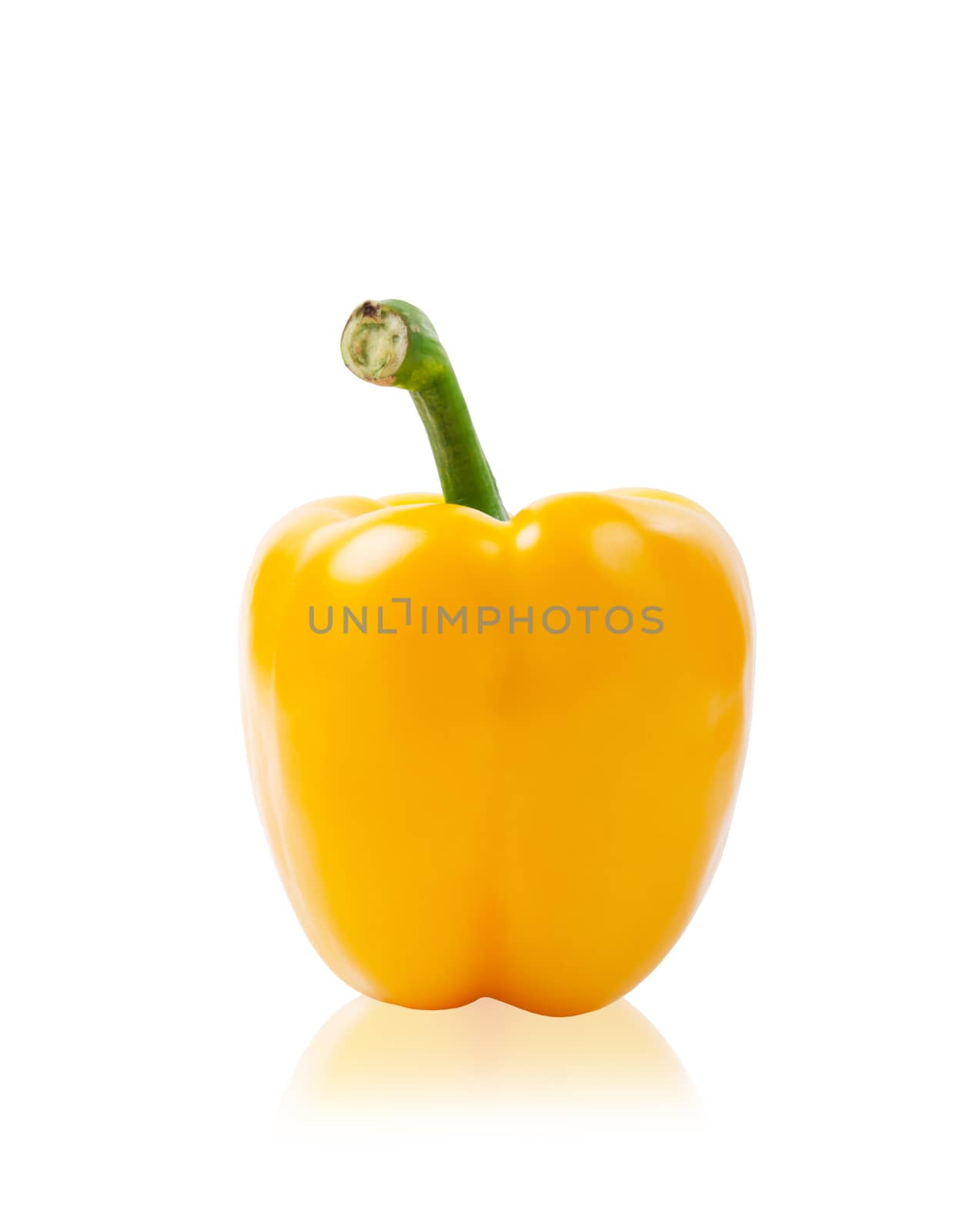 Yellow bell pepper on white background. by Gamjai