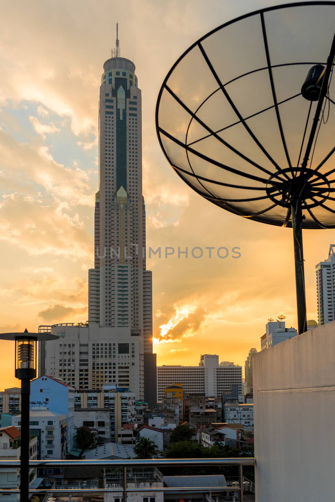 Thailand, the tallest famous skyscraper Bayok Sky at sunset in B by kosmsos111