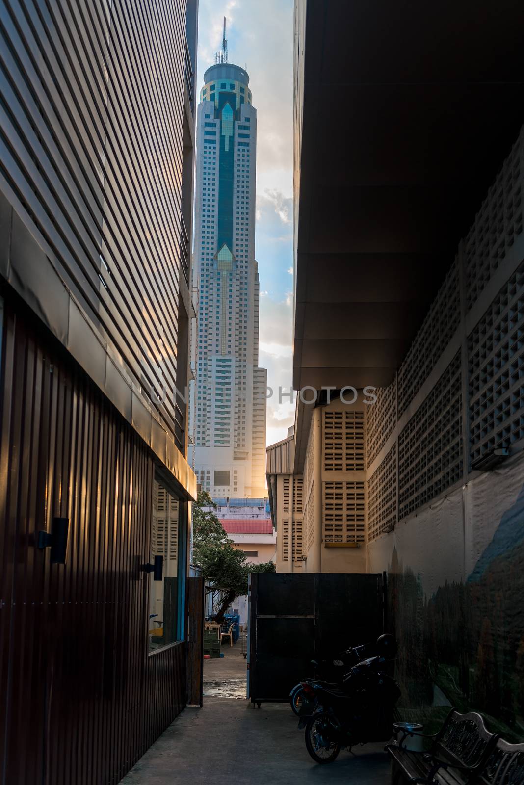 view of the skyscraper Bayok Skye in Bangkok, Thailand by kosmsos111