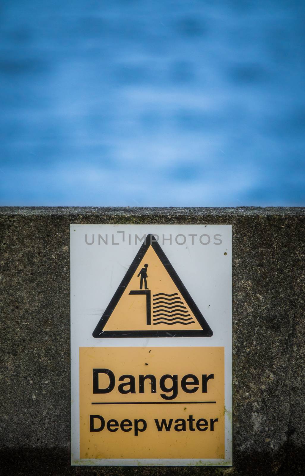 A Danger Deep Water Sign Beside A Lake Loch Or Reservoir