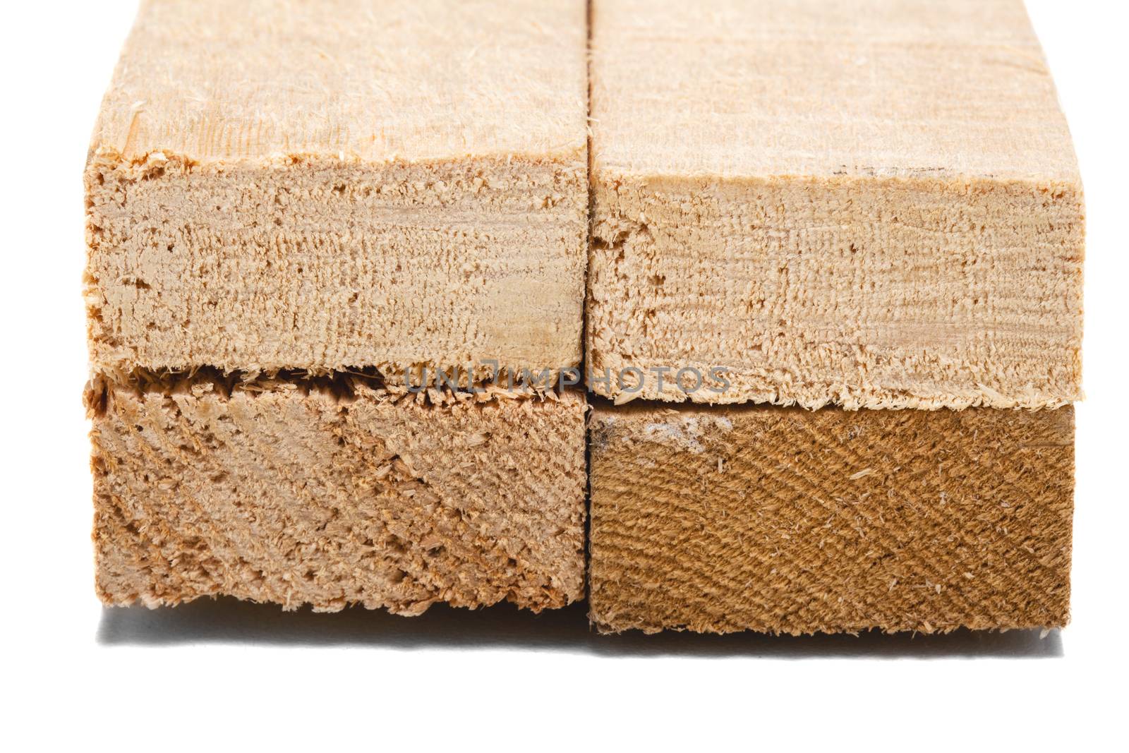 wooden beams cut in squares, close up abstract shot