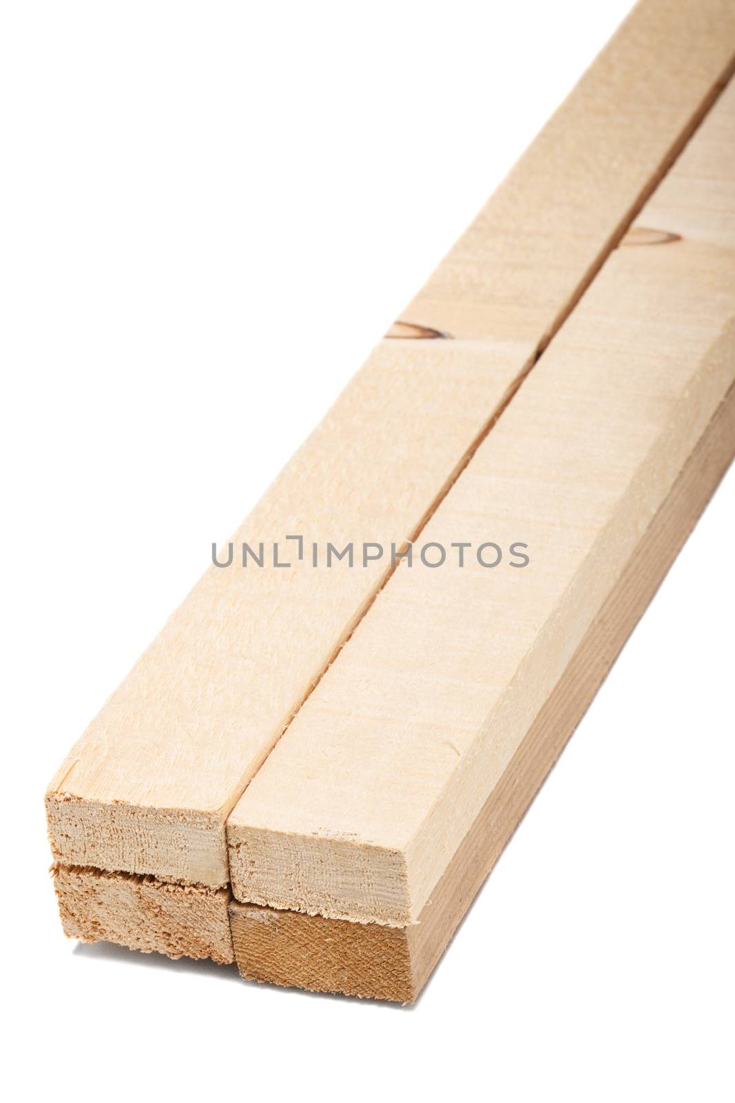 four wooden beams isolated on white background