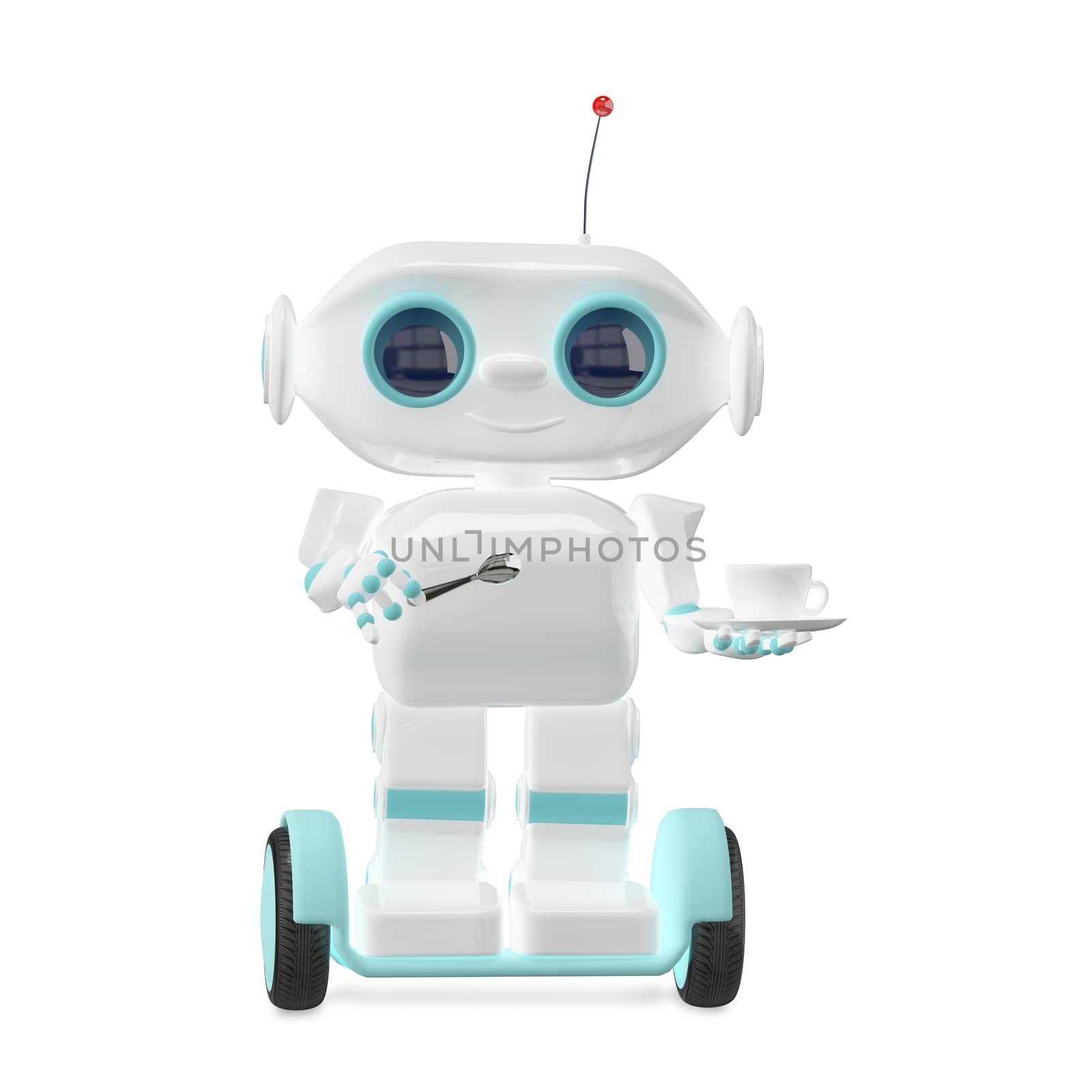 3D Illustration Little Robot with Coffee by brux