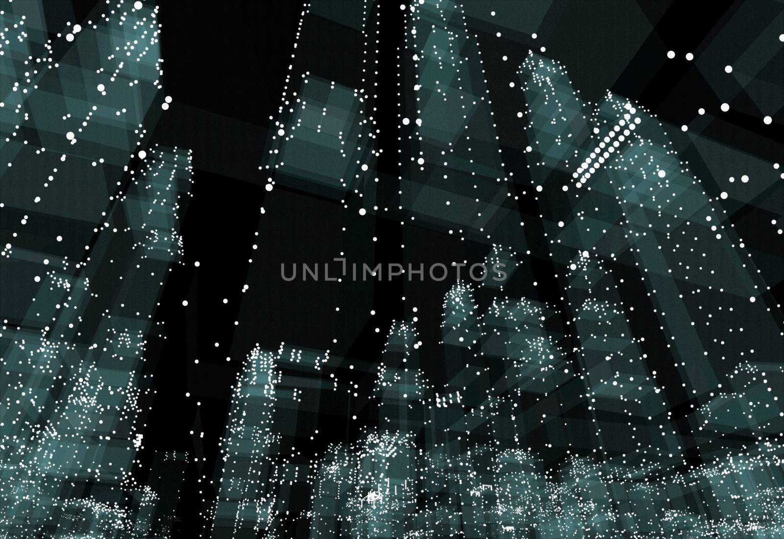 Abstract line connection on night city background. 3d illustration