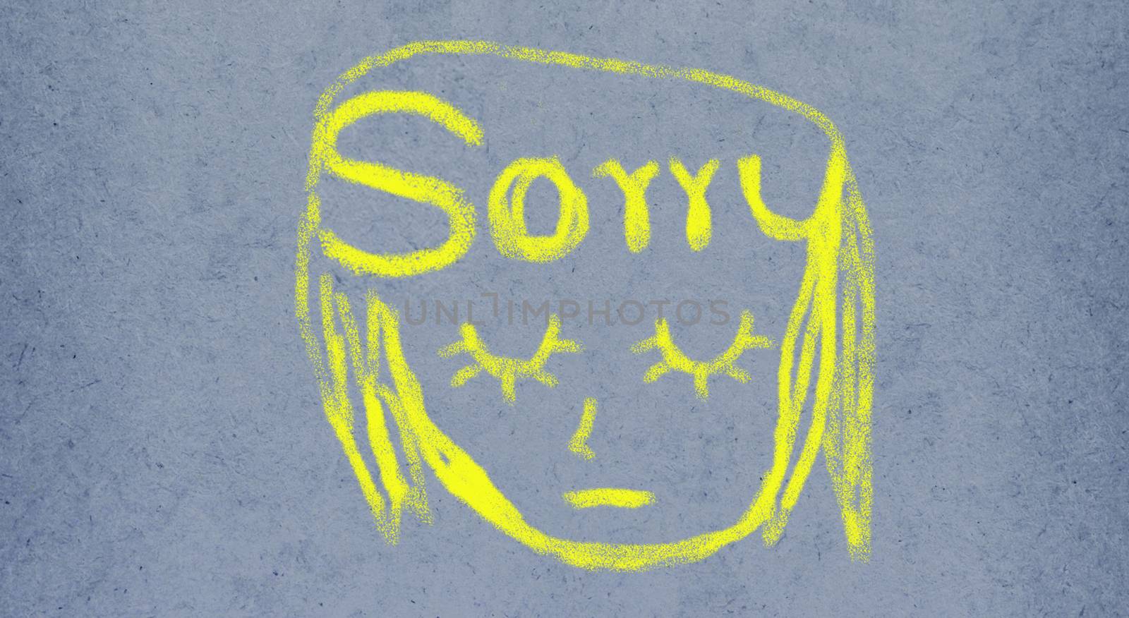 I'm really sorry . Easy brush illustration paint on grey textures background.