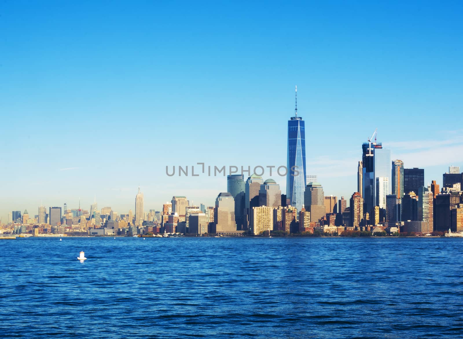 New York landscape skyline viewed from Liberty island