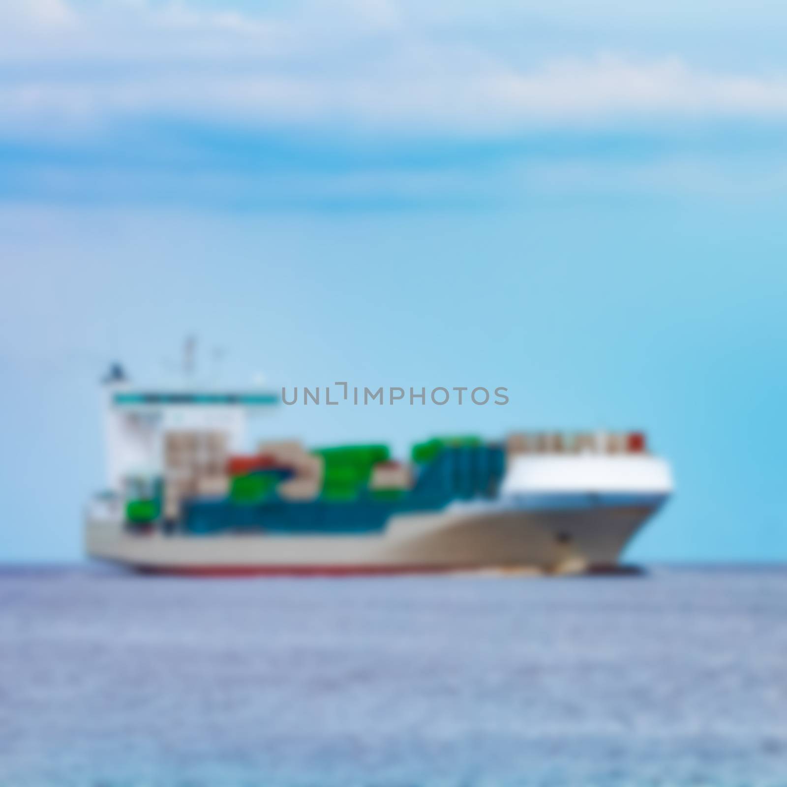 Cargo ship - soft lens bokeh image. Defocused background