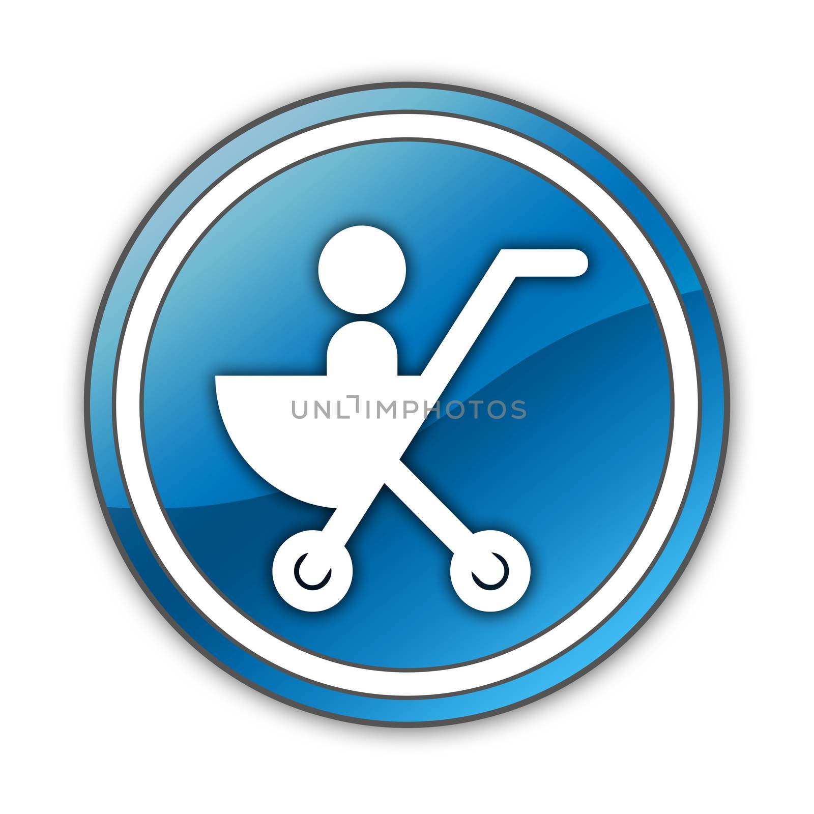 Icon, Button, Pictogram with Stroller symbol