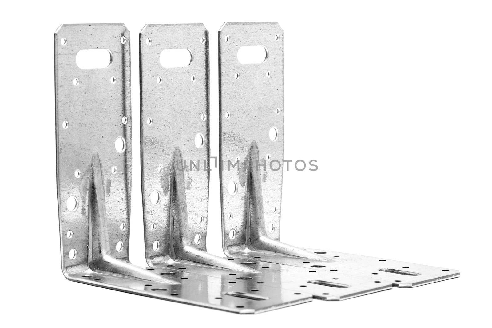 metal angle brackets isolated on white background