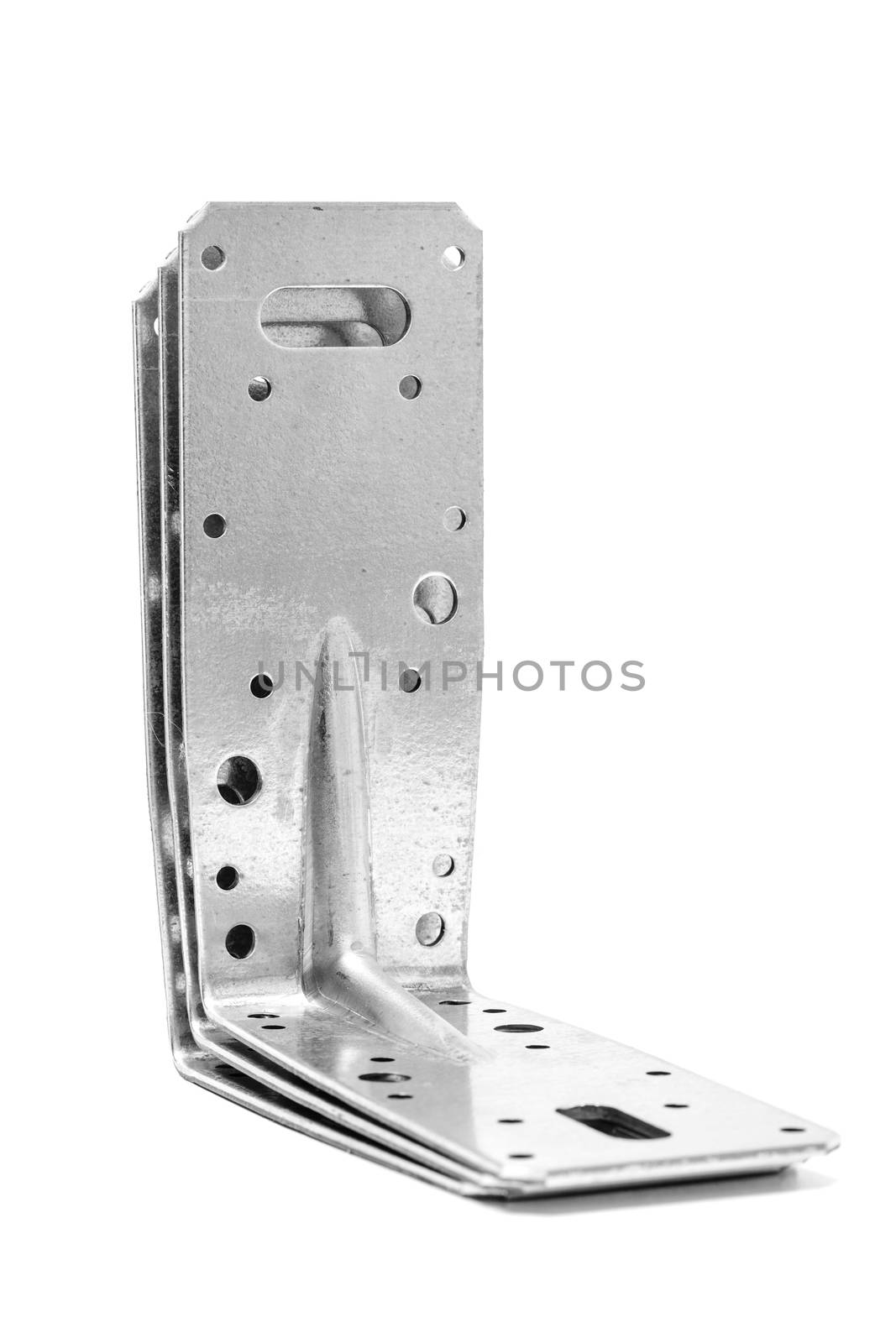 metal angle brackets isolated on white background