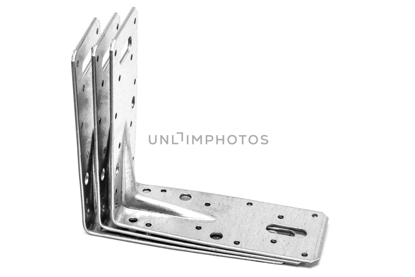 metal angle brackets isolated on white background