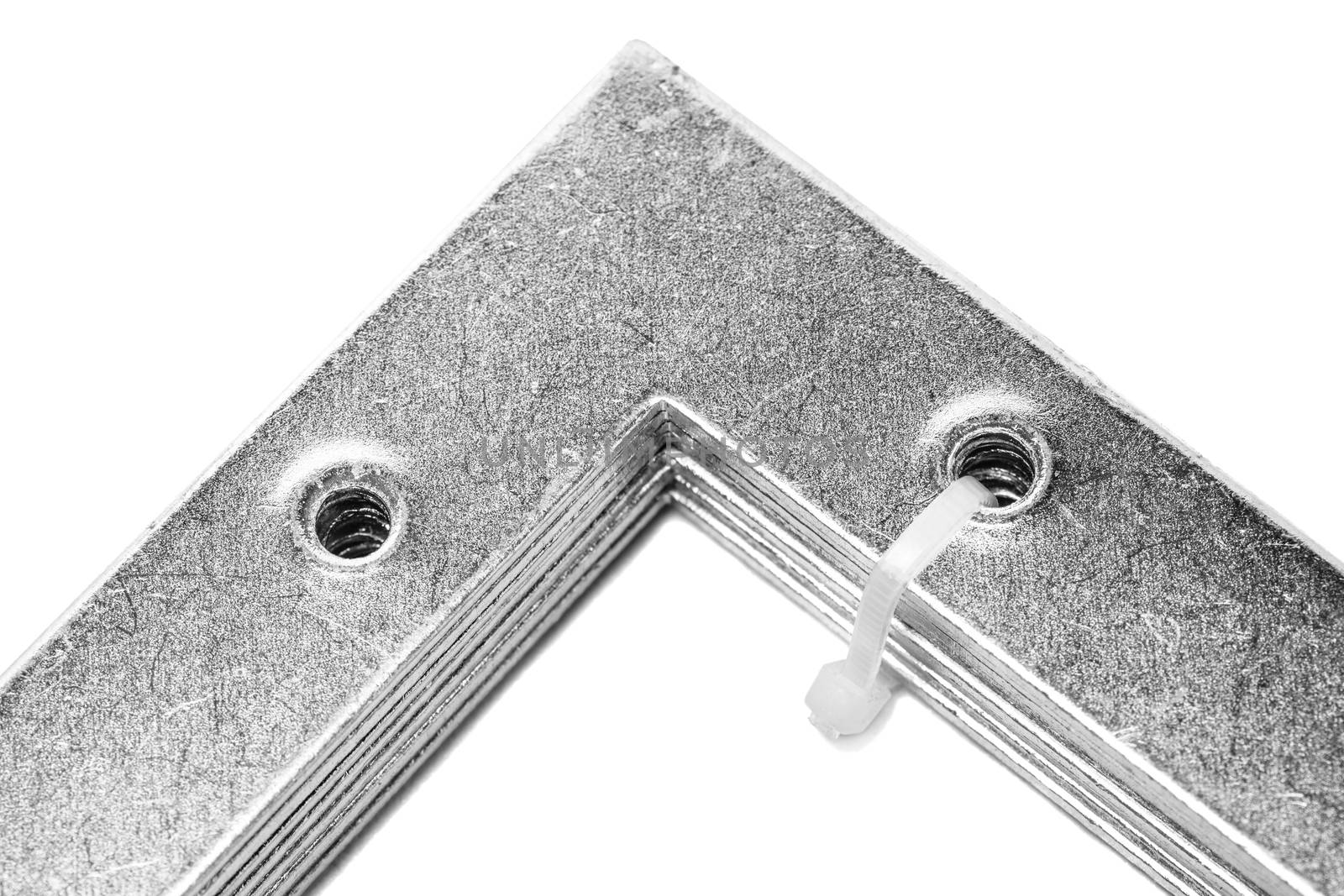 metal angle brackets isolated on white background