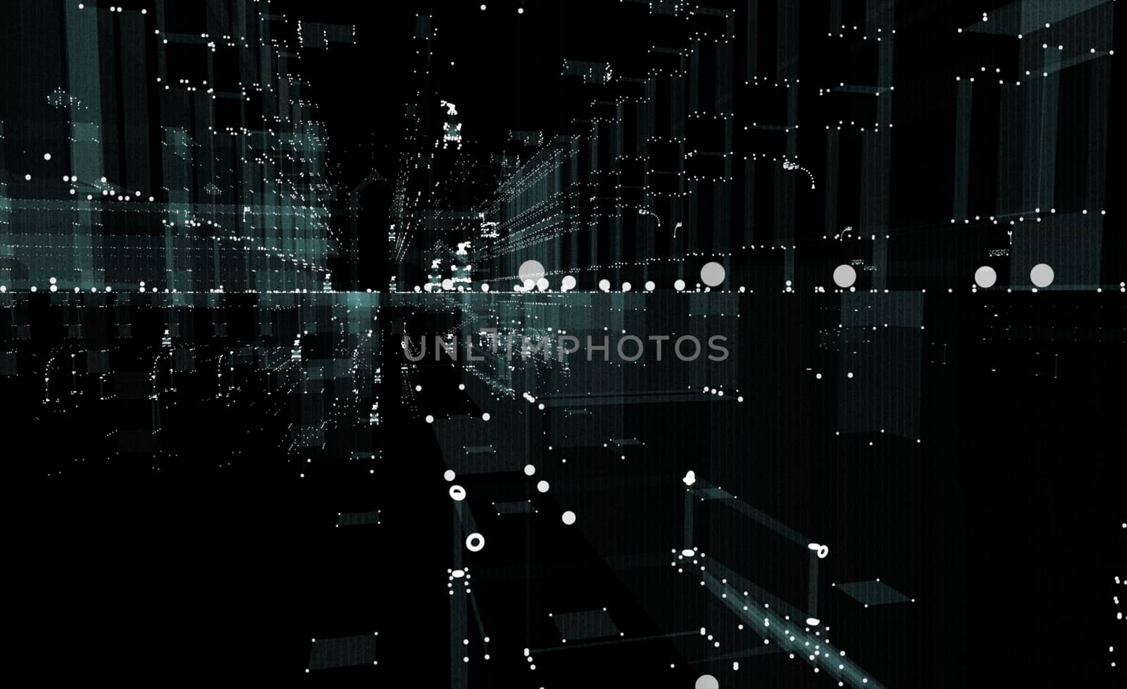 Cityscape futuristic 3d city neon light. 3d illustration. Black background