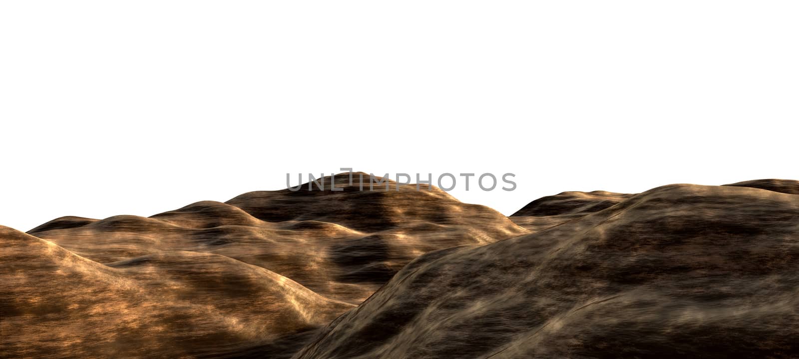 Isolated background of brown clay soil. 3d illustration