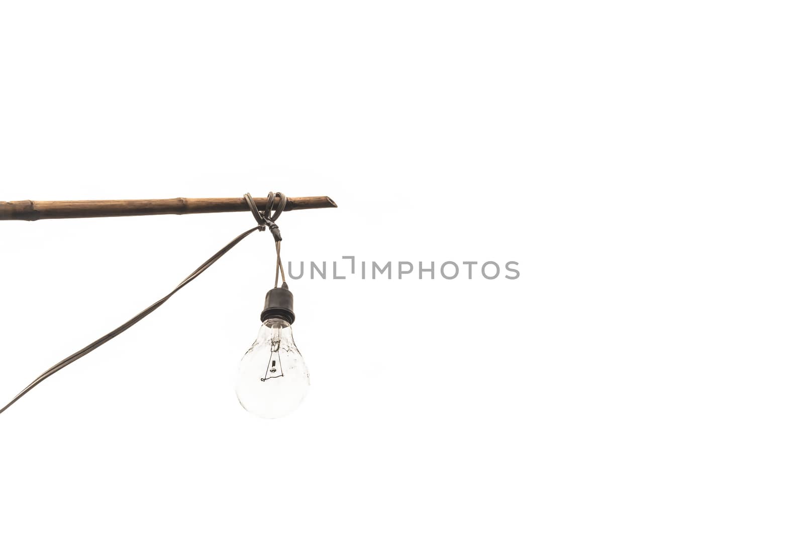 Old light bulb isolated on white background