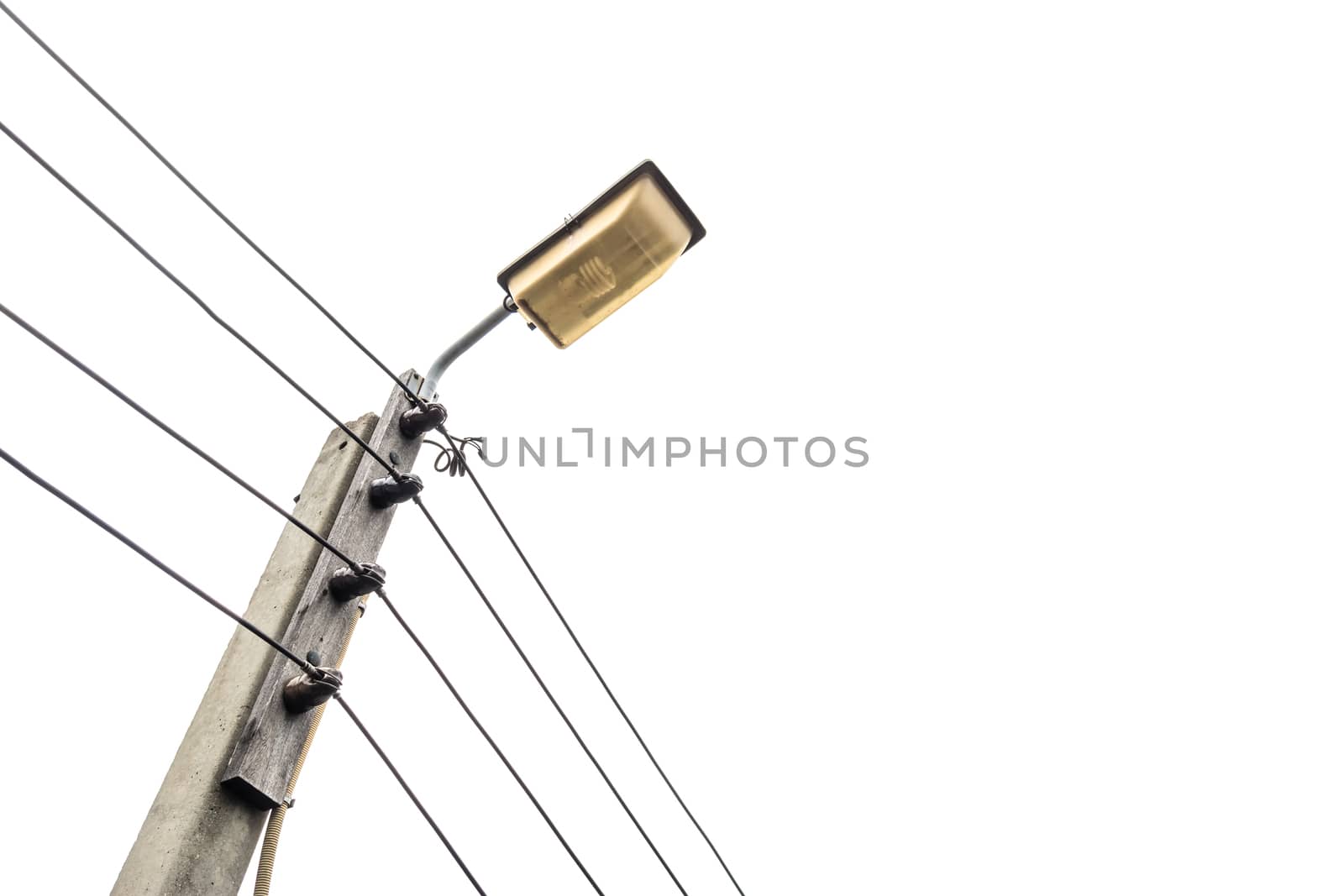 Old light bulb isolated on white background