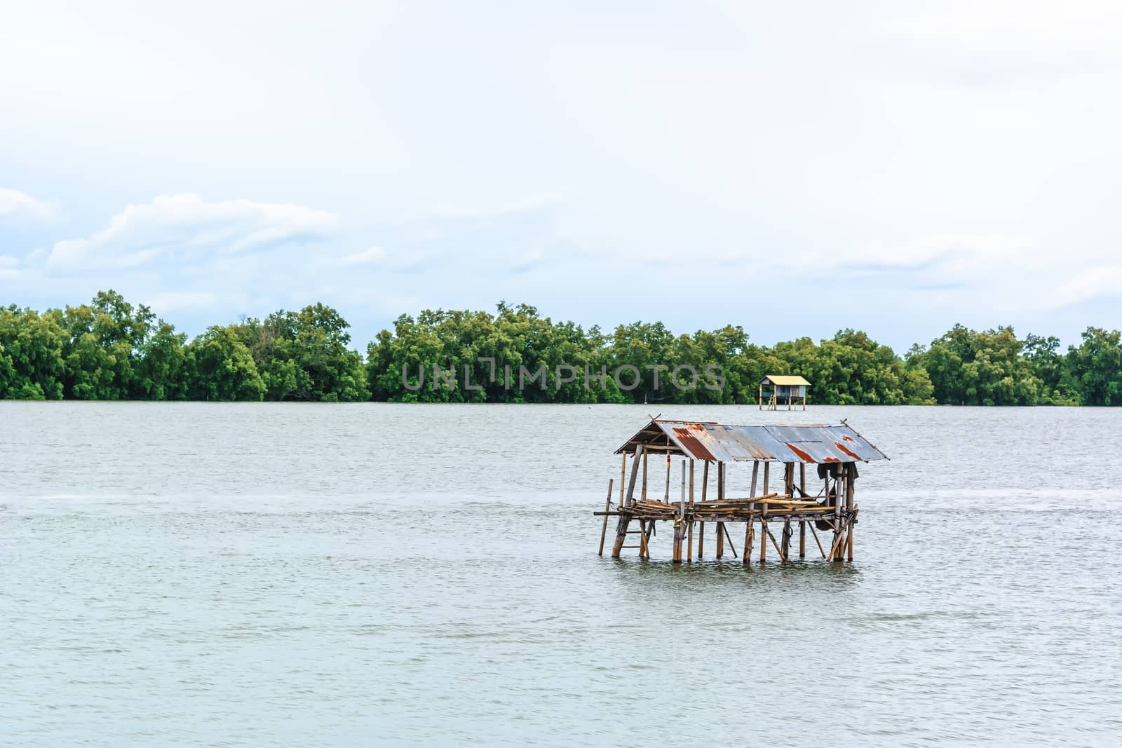 Landscape fishing cottage in sea . by ahimaone