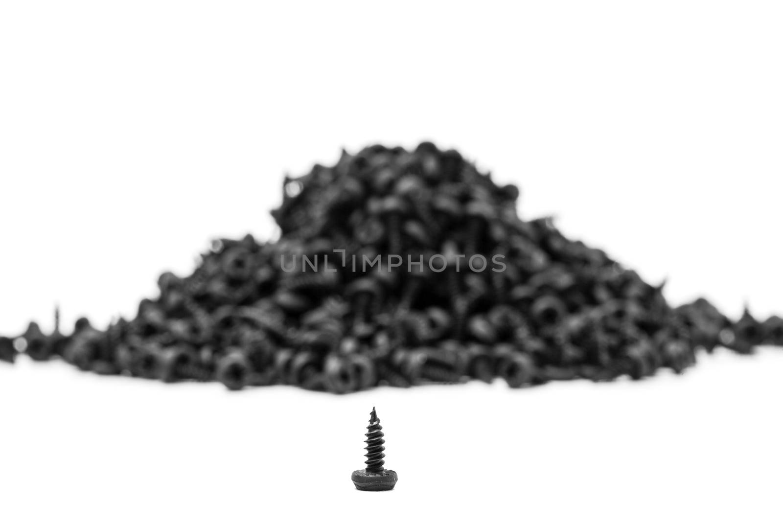 group of black screws for fixing metal profiles