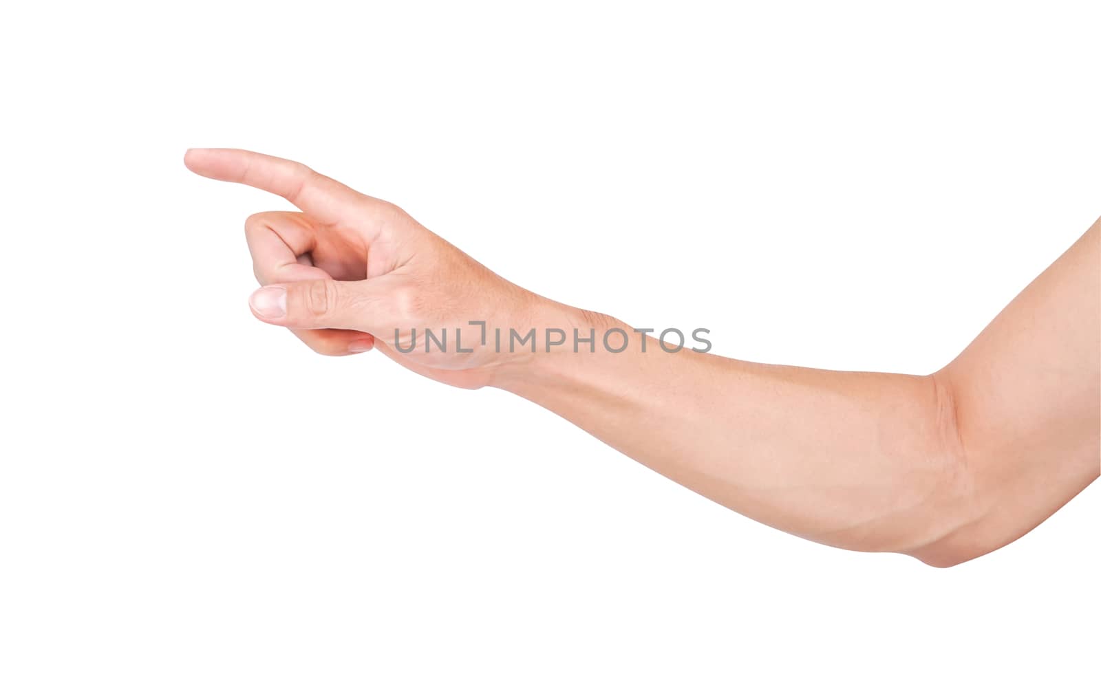 Man hand pointing isolated on white background for business adve by pt.pongsak@gmail.com