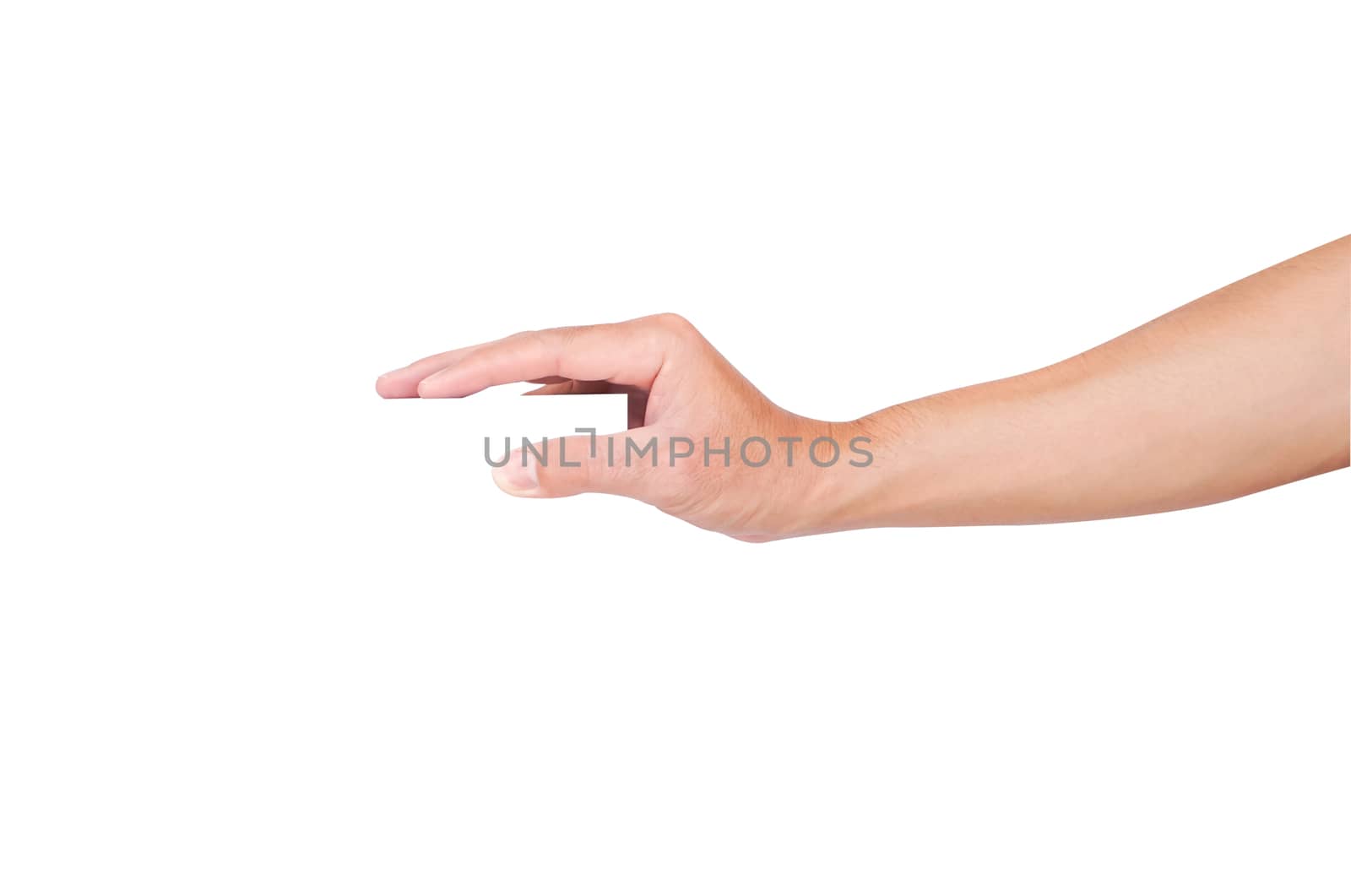 Hand holding blank white paper or box for advertise text, clipping path