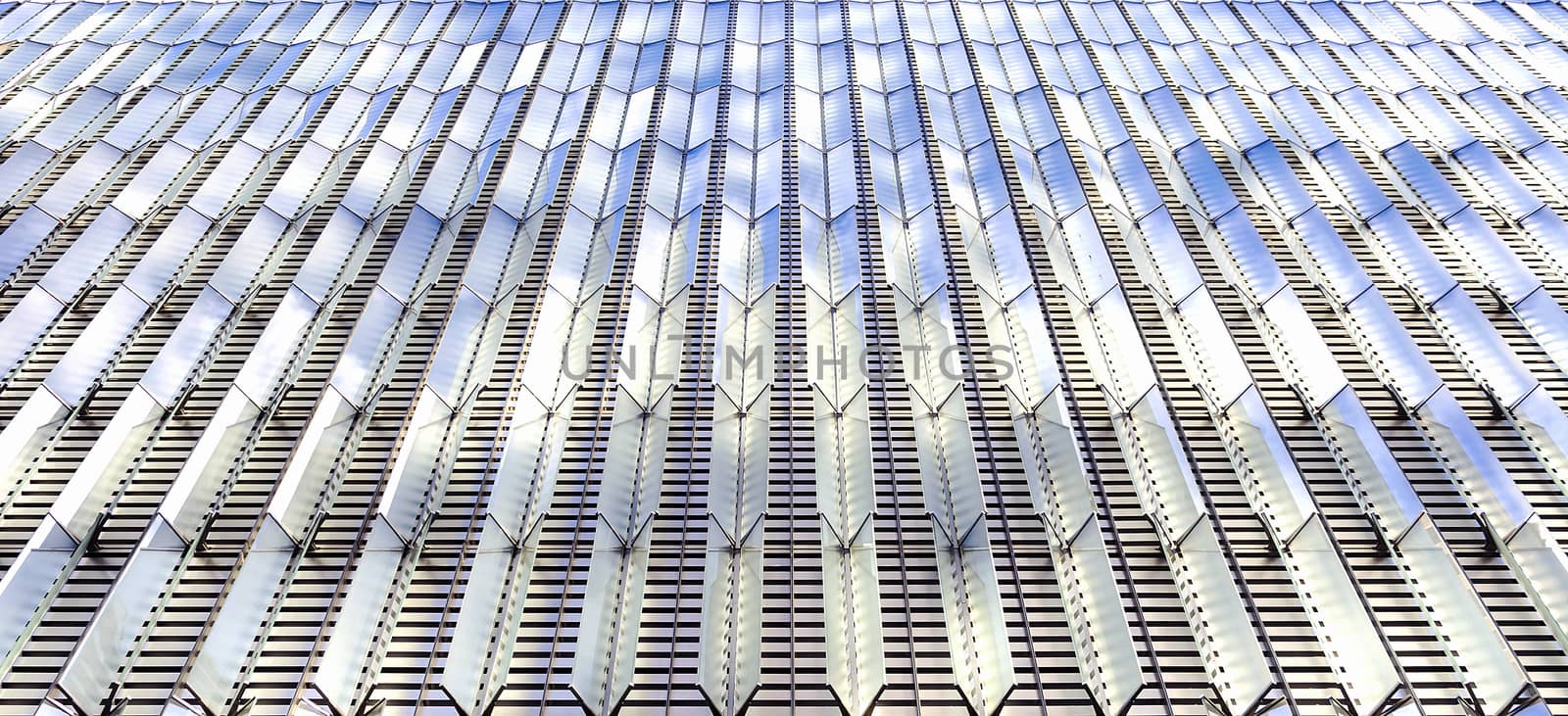 Architectural detail with patterned glass windows