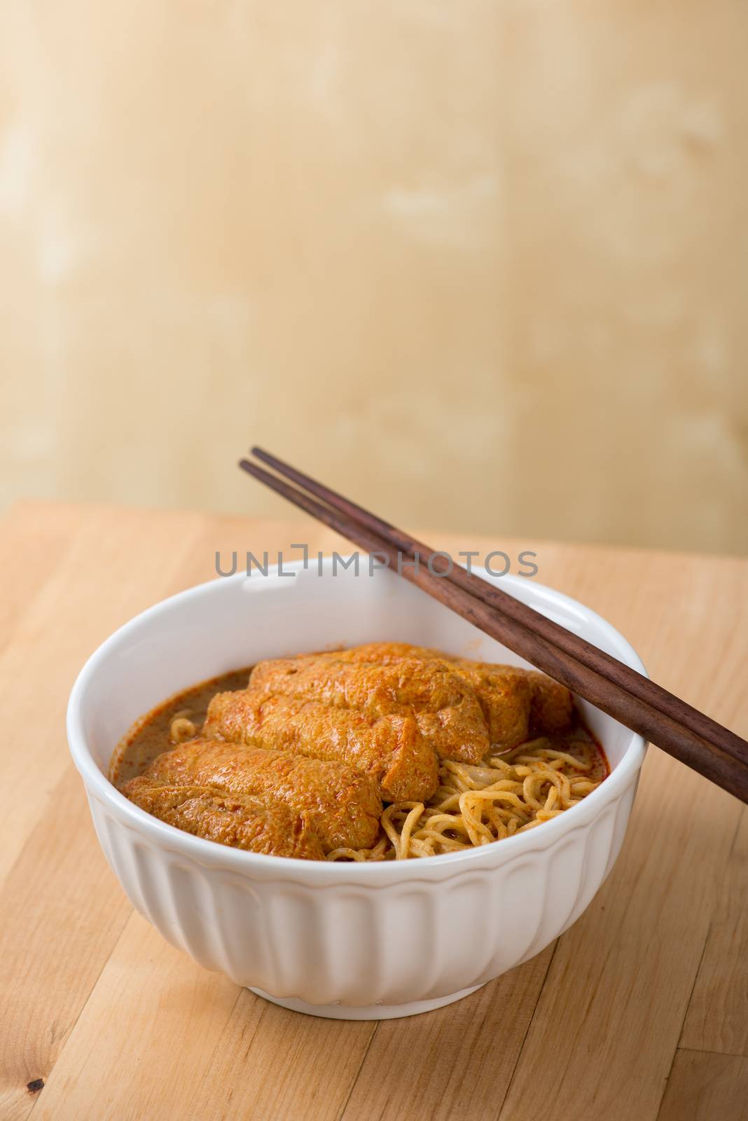 Asian food Hot and Spicy Curry Laksa Noodles  by szefei