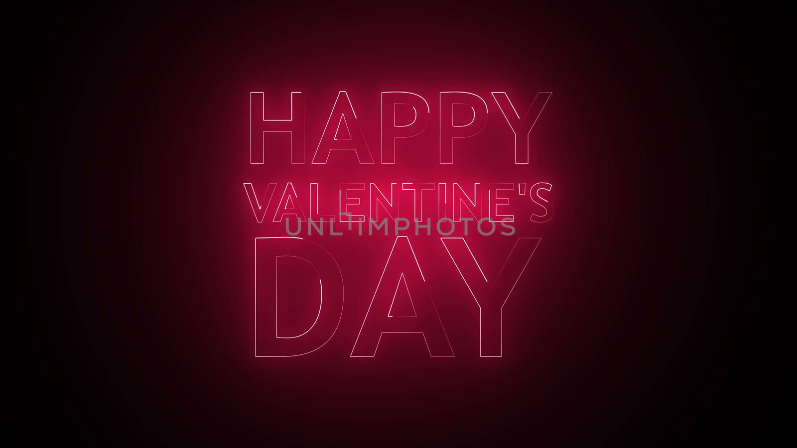 Happy Valentine's Day Text in neon. 3d rendering