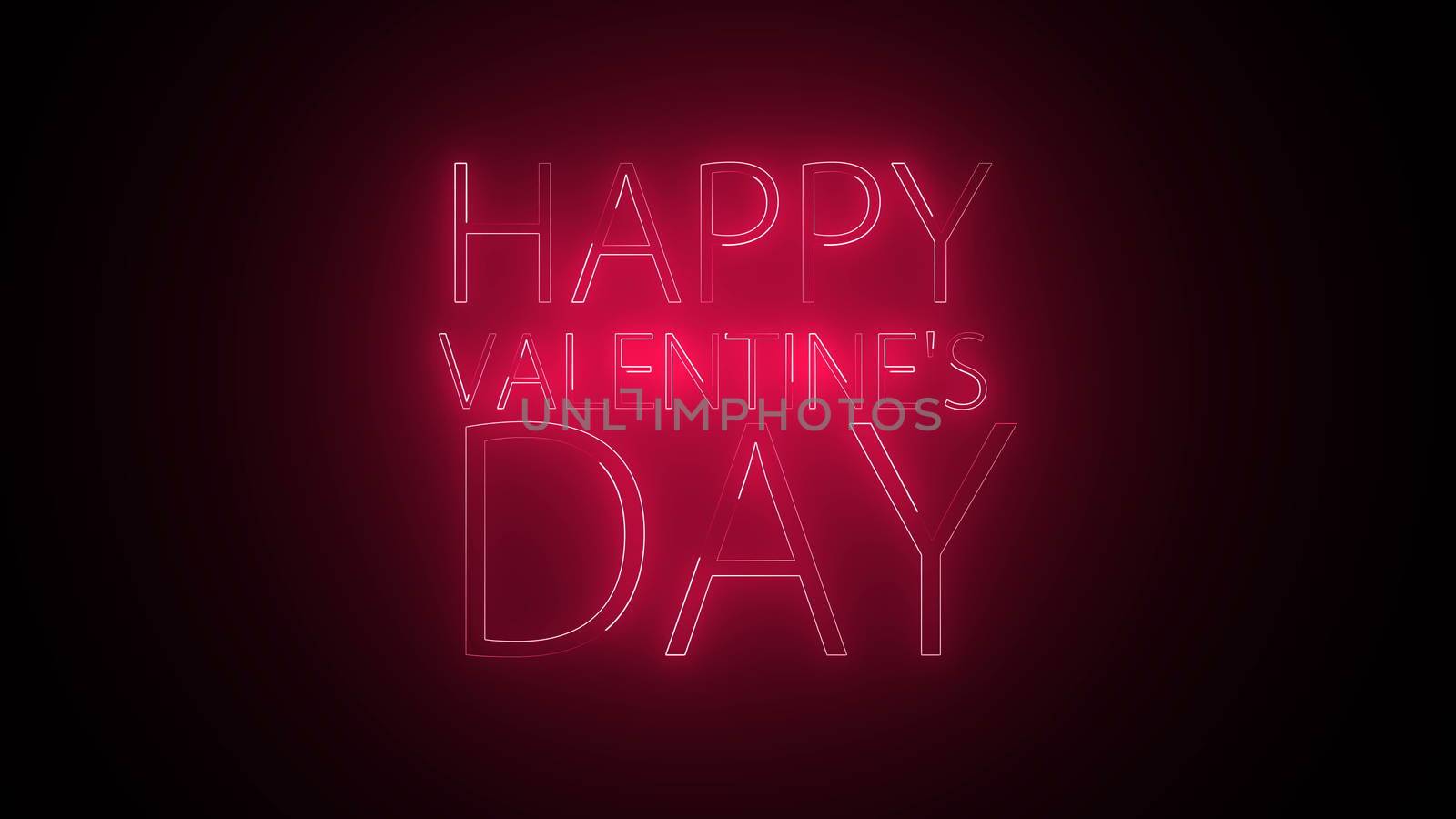 Happy Valentine's Day Text in neon. 3d rendering