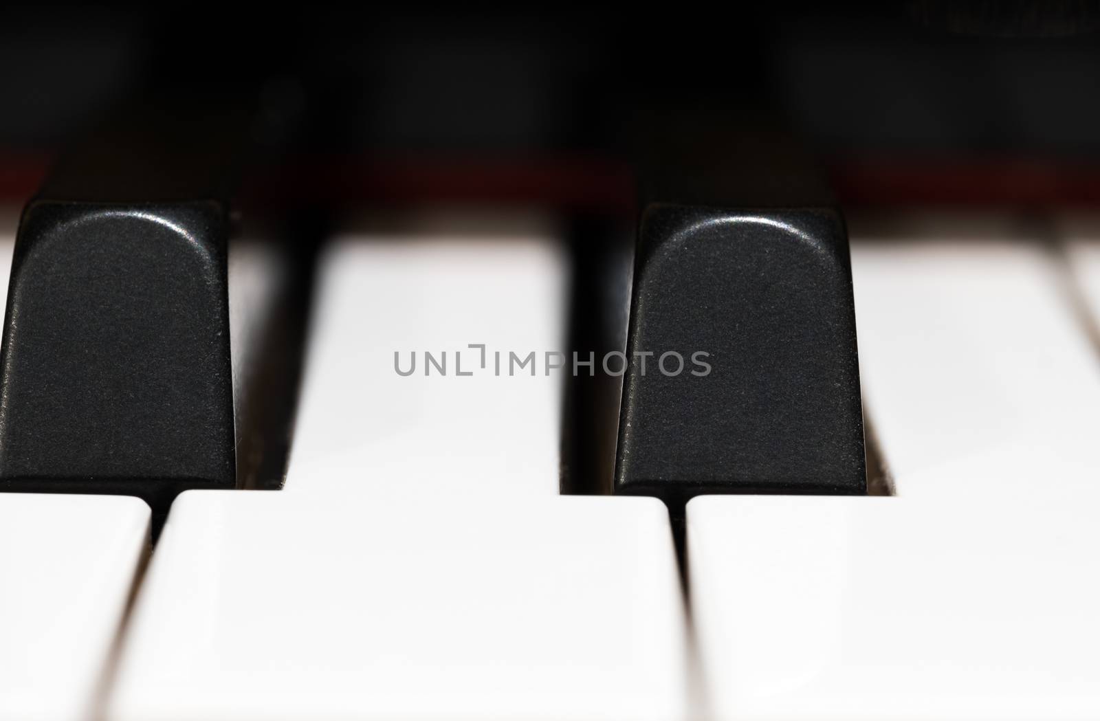 Close up view of acoustic piano keys