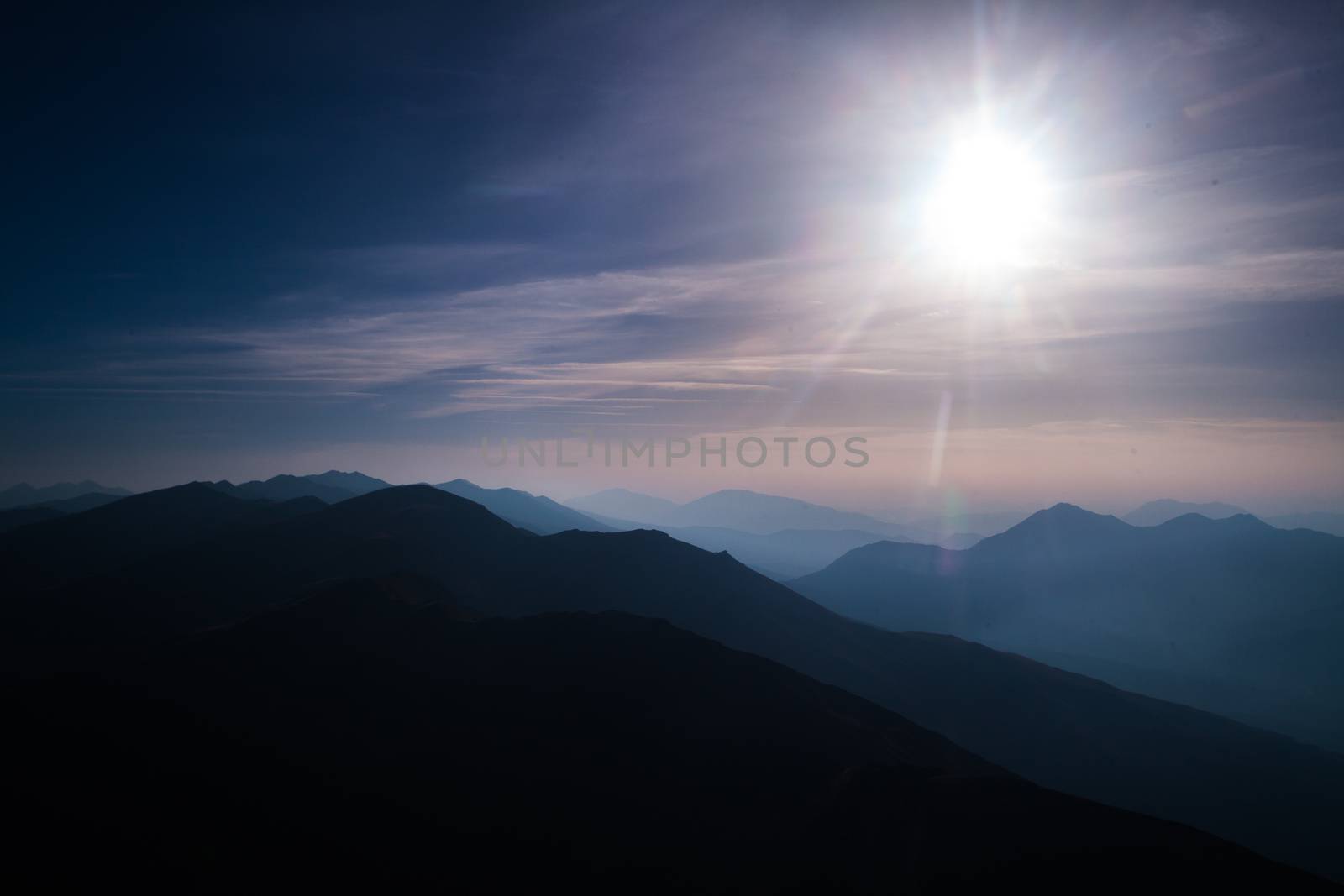 nature scenery, the sun and mountain silhouettes