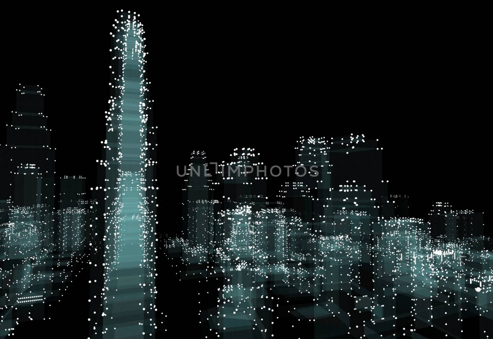 Cityscape futuristic 3d city neon light by cherezoff