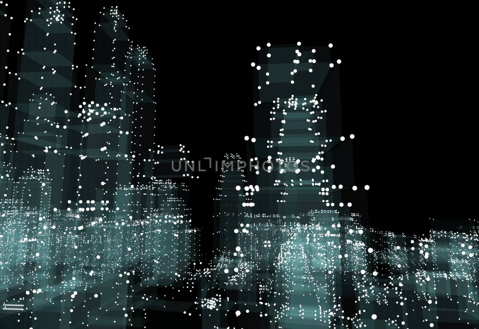 Cityscape futuristic 3d city neon light. 3d illustration. Black background