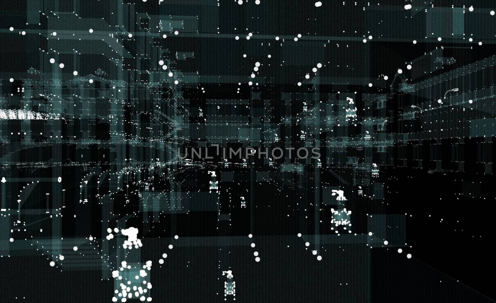 Cityscape futuristic 3d city neon light. 3d illustration. Black background