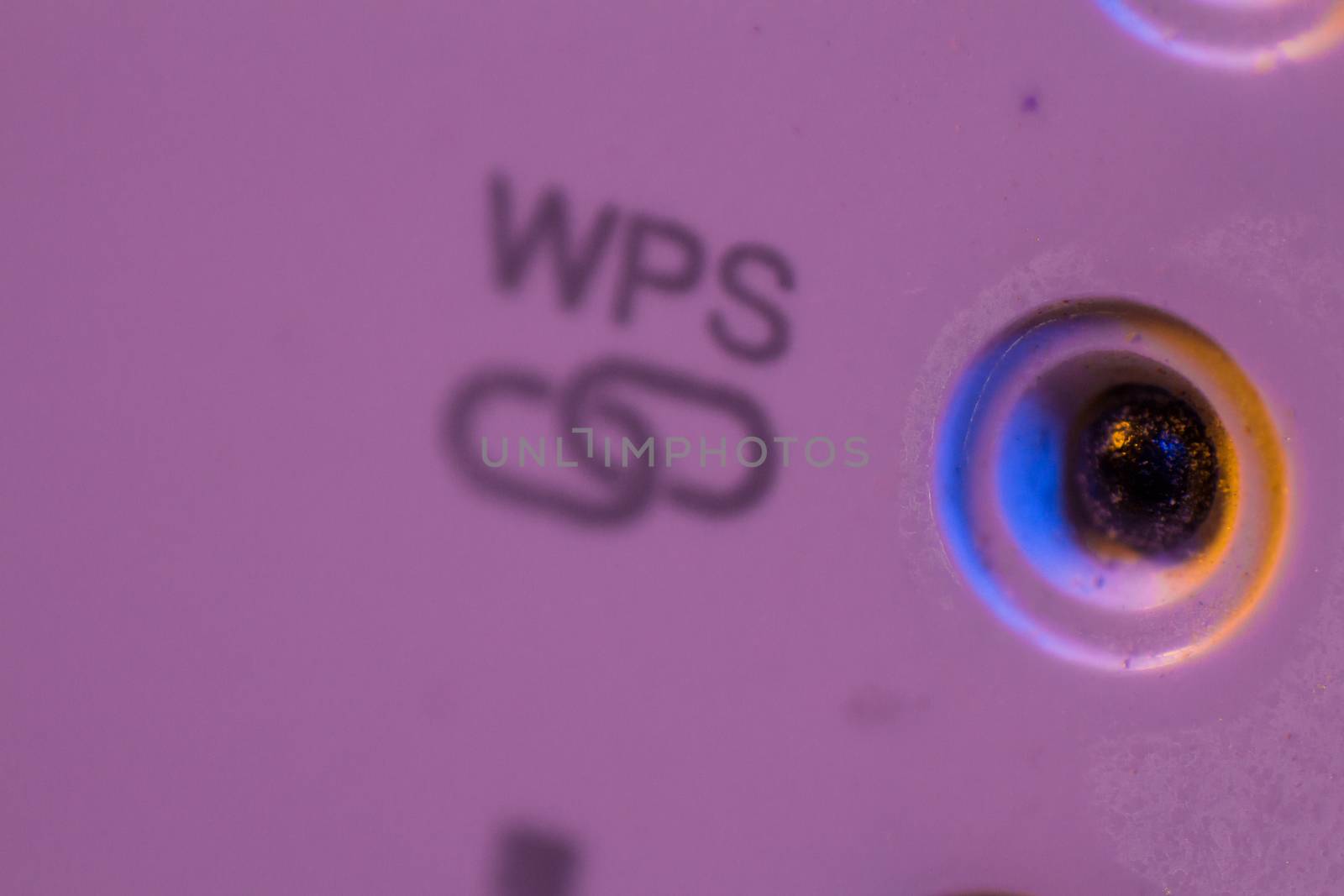 Macro closeup on WPS symbol signal connection status led light by wavemovies
