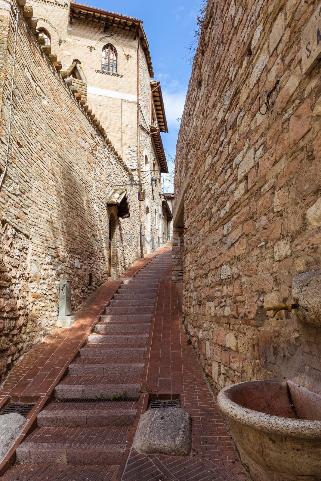 Streets and alleys in the wonderful town of Foligno (Italy)