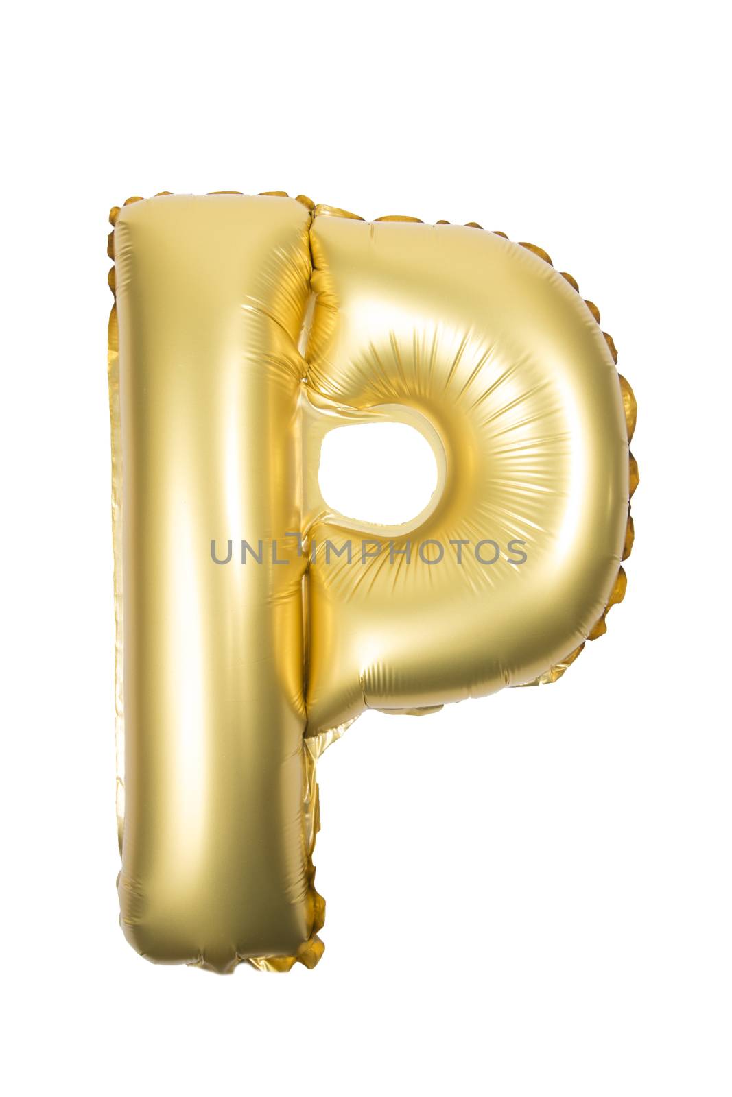Golden Inflatable letter uppercase isolated on a white background.