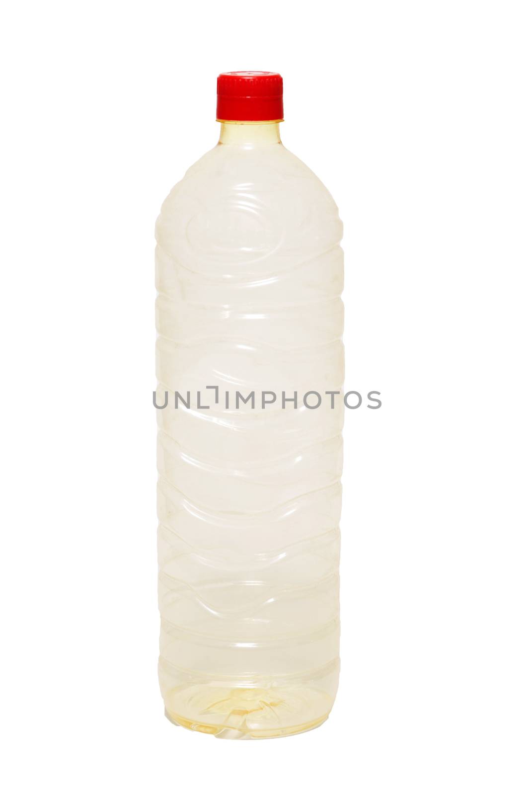 empty cooking oil bottle isolated on a white background.